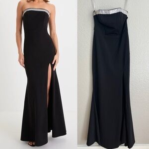 Glamorous Influence Black Rhinestone Strapless Maxi Dress